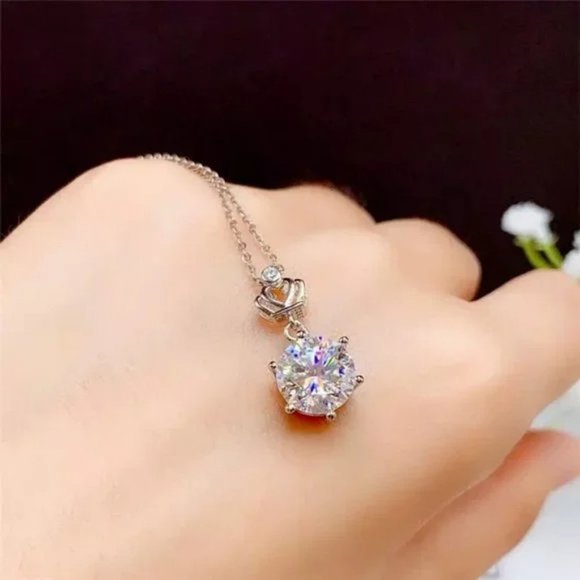 Certified 5ct. t.w. Moissanite Diamond Crown Necklace NEW - Picture 5 of 10